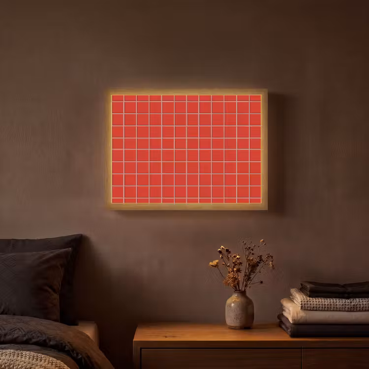 Tegel - Patroon - Kersen - Rood Light Box met batterij (Wandlamp) middel 907 -sfeer4