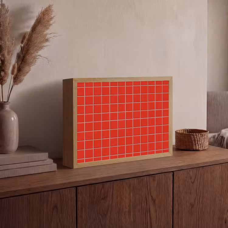 Tegel - Patroon - Kersen - Rood Light Box met batterij (Wandlamp) middel 907 -sfeer2