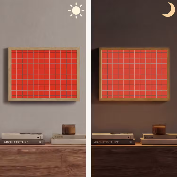 Tegel - Patroon - Kersen - Rood Light Box met batterij (Wandlamp) middel 907 -sfeer3