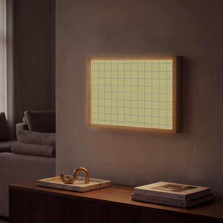 Tegel - Patroon - Olijfgroen Light Box met batterij (Wandlamp) middel 907 -sfeer1
