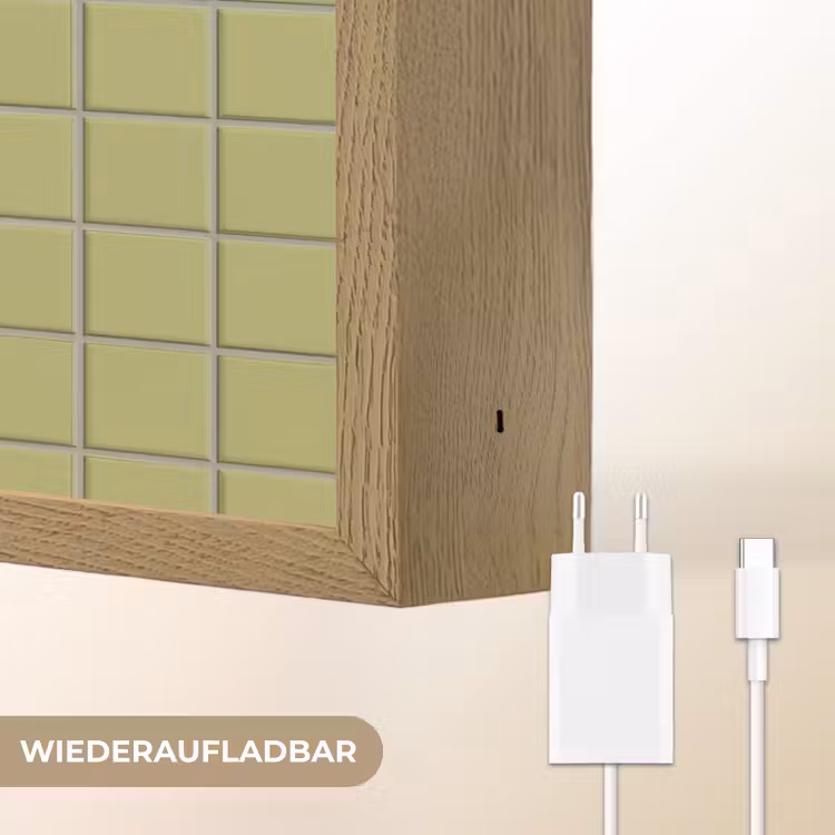 Tegel - Patroon - Olijfgroen Light Box met batterij (Wandlamp) middel 907 -USP_websiteoplaadbaarDE
