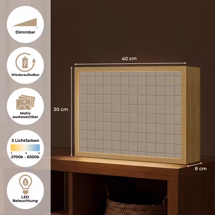 Tegel - Patroon - Taupe Light Box met batterij (Wandlamp) middel 907 -USP_websiteoverzichtDE