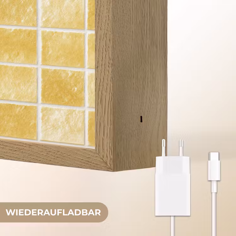 Tegels - Mozaïek - Textuur - Goudgeel Light Box met batterij (Wandlamp) middel 907 -USP_websiteoplaadbaarDE