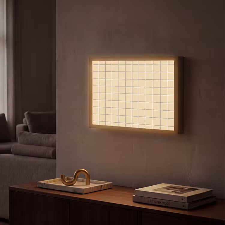 Tegels - Patroon - Crème Light Box met batterij (Wandlamp) middel 907 -sfeer1