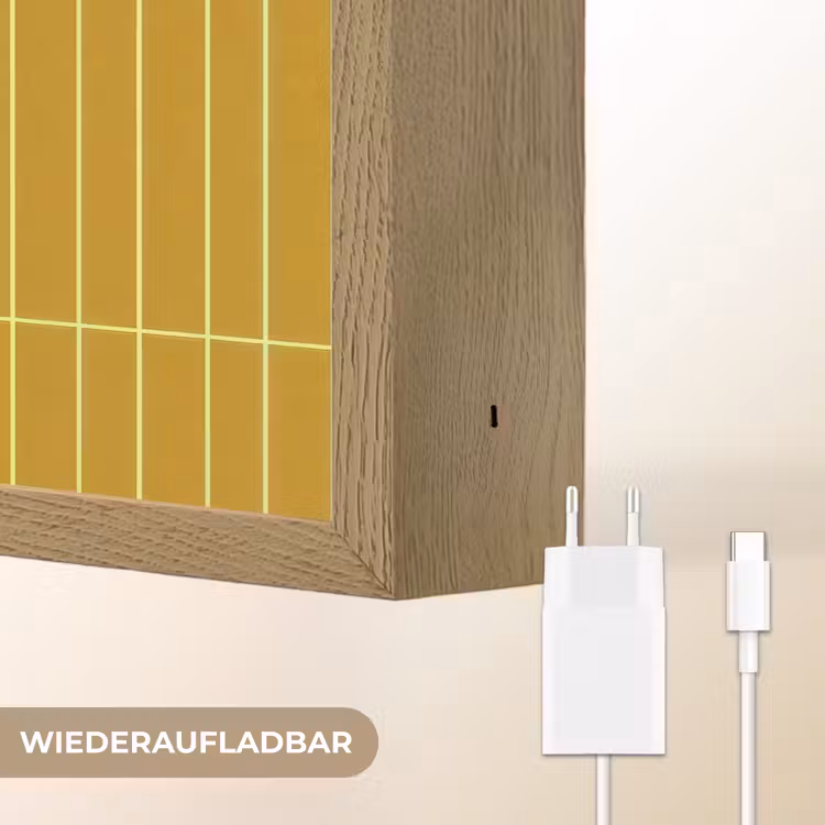 Tegels - Verticaal - Mosterdgeel Light Box met batterij (Wandlamp) middel 907 -USP_websiteoplaadbaarDE