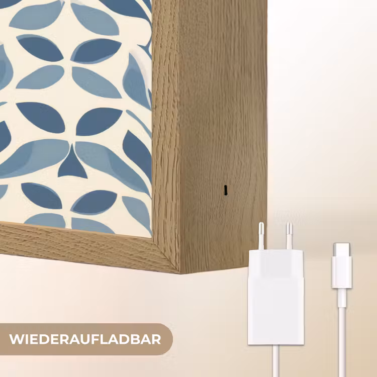 Flora - Modern - Blauw Light Box met batterij (Wandlamp) middel 907 -USP_websiteoplaadbaarDE