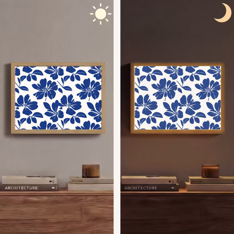 Floraal - Modern - Blauw Light Box met batterij (Wandlamp) middel 907 -sfeer3