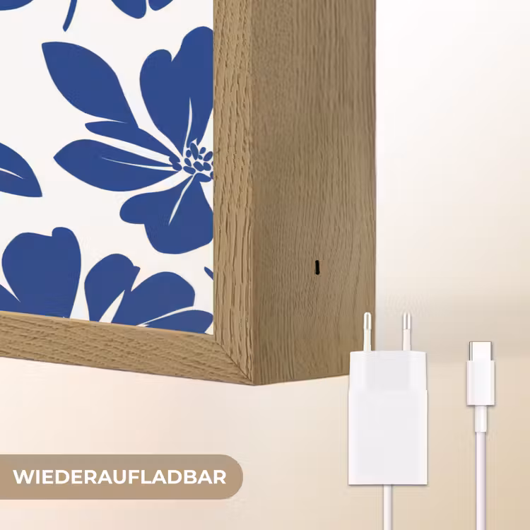 Floraal - Modern - Blauw Light Box met batterij (Wandlamp) middel 907 -USP_websiteoplaadbaarDE