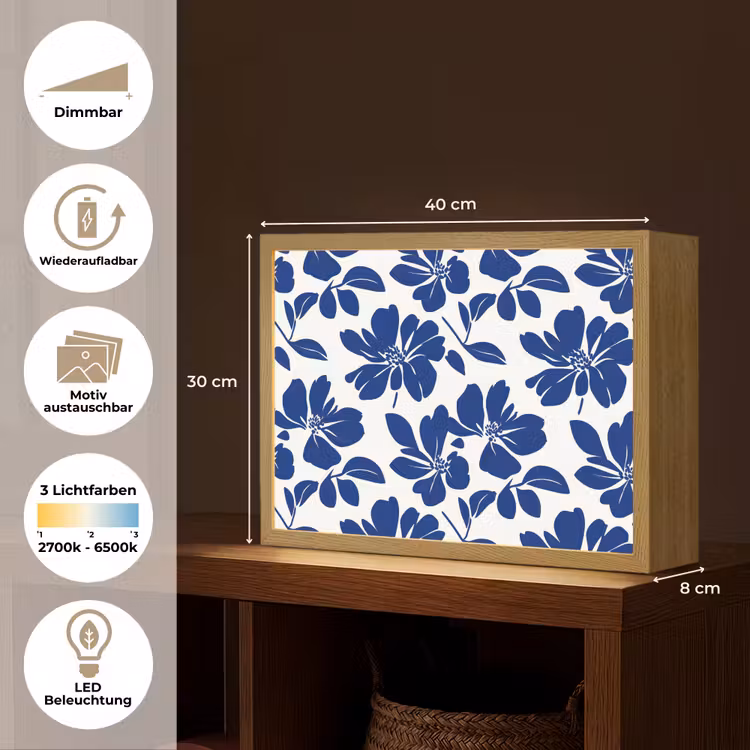 Floraal - Modern - Blauw Light Box met batterij (Wandlamp) middel 907 -USP_websiteoverzichtDE