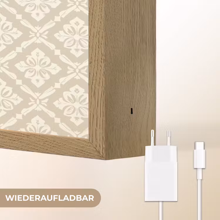 Floraal - Ornament - Beige Light Box met batterij (Wandlamp) middel 907 -USP_websiteoplaadbaarDE