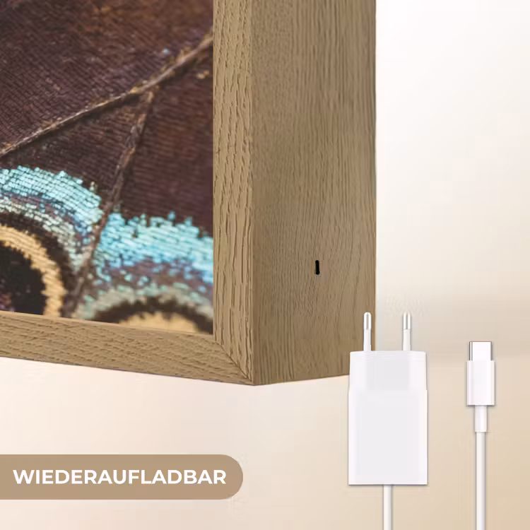 Vleugels - Vlinder - Blauw Light Box met batterij (Wandlamp) middel -USP_websiteoplaadbaarDE
