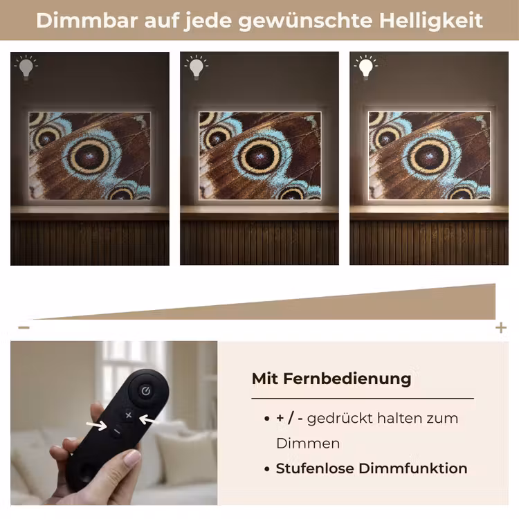 Vleugels - Vlinder - Blauw Light Box met batterij (Wandlamp) middel -USP_dimbaarDE