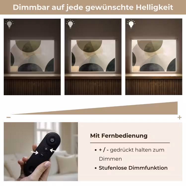 Vlakken - Abstract - Beige - Cirkels Light Box met batterij (Wandlamp) middel -USP_dimbaarDE