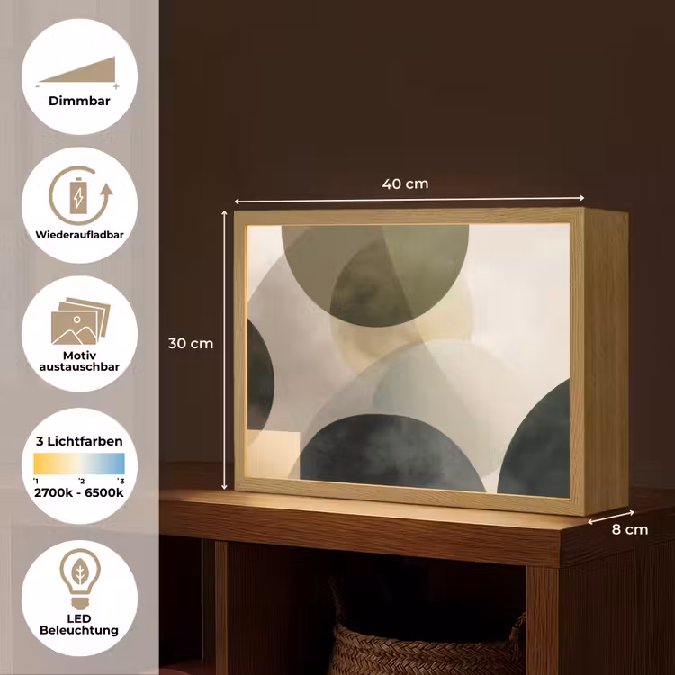 Vlakken - Abstract - Beige - Cirkels Light Box met batterij (Wandlamp) middel -USP_websiteoverzichtDE