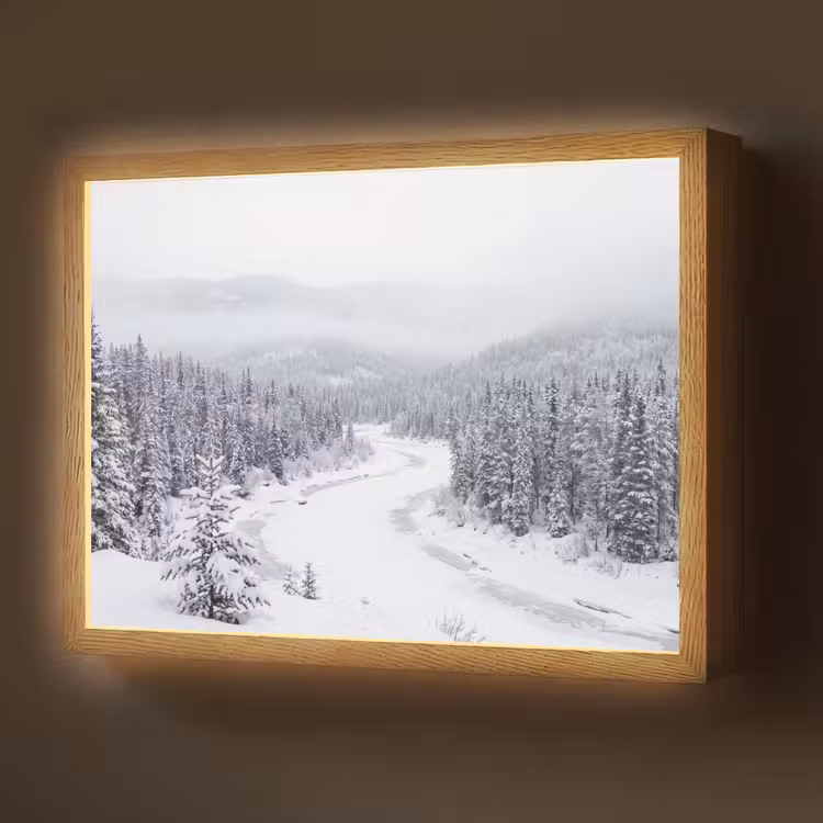 Rivier - Bevroren - Landschap - Winter Light Box met batterij (Wandlamp) middel -z3d_website