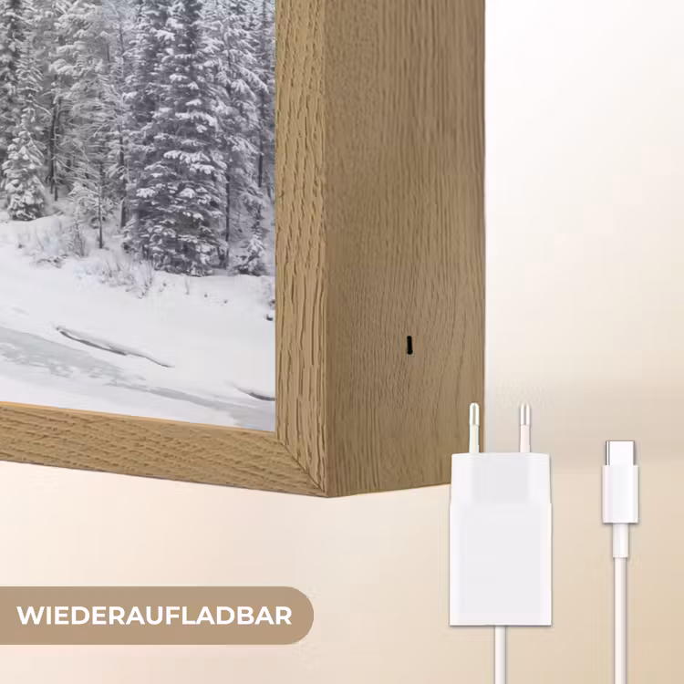 Rivier - Bevroren - Landschap - Winter Light Box met batterij (Wandlamp) middel -USP_websiteoplaadbaarDE