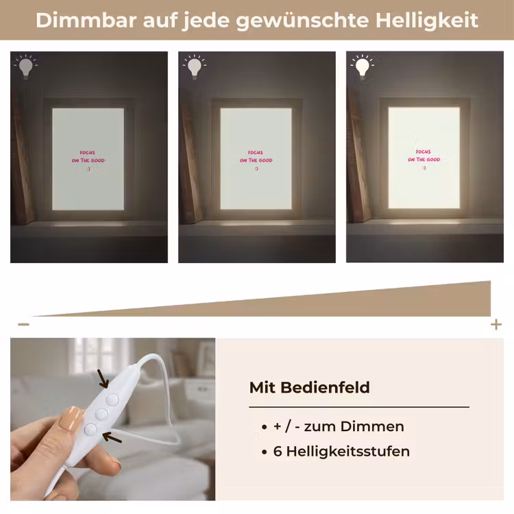 Focus - Beige - Roze - Smiley Light Box met kabel (Wandlamp) klein -USP_dimbaarDE