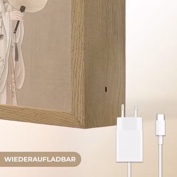 Vrouw - Azië - Kunst - Beige Light Box met batterij (Wandlamp) middel -USP_websiteoplaadbaarDE