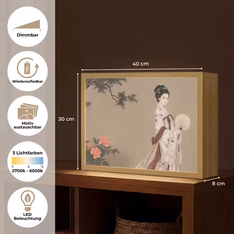 Vrouw - Azië - Kunst - Beige Light Box met batterij (Wandlamp) middel -USP_websiteoverzichtDE