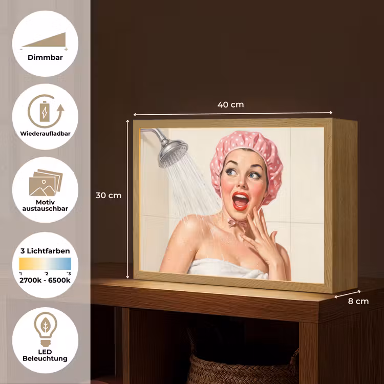 Vrouw - Douche - Roze Light Box met batterij (Wandlamp) middel -USP_websiteoverzichtDE