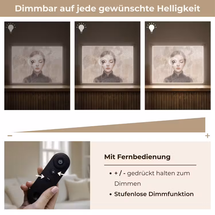 Vrouw - Sereen - Grijs Light Box met batterij (Wandlamp) middel -USP_dimbaarDE