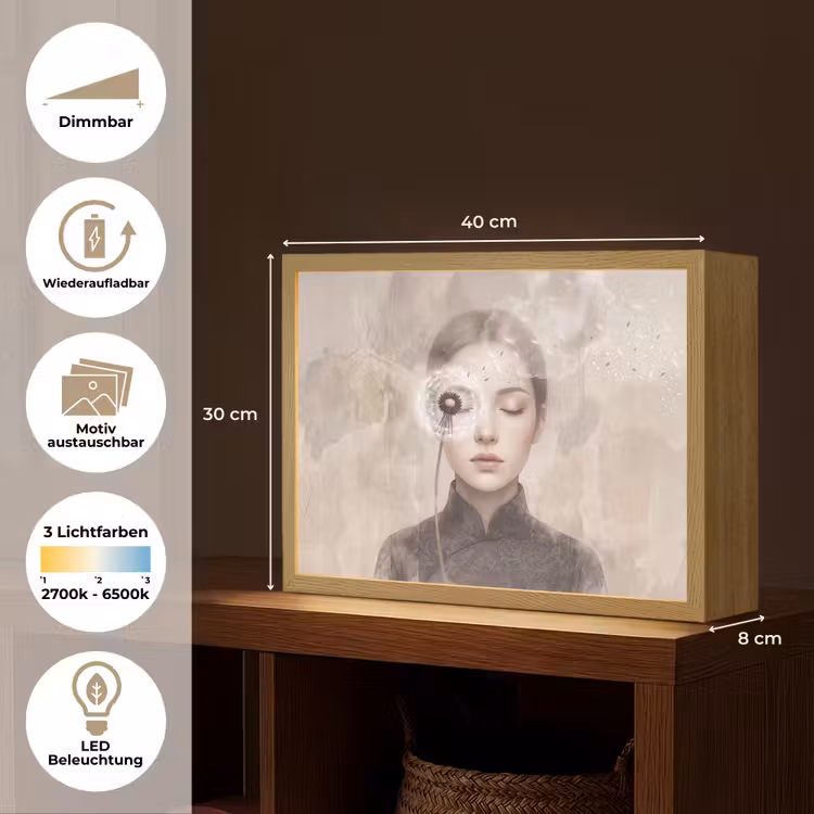 Vrouw - Sereen - Grijs Light Box met batterij (Wandlamp) middel -USP_websiteoverzichtDE