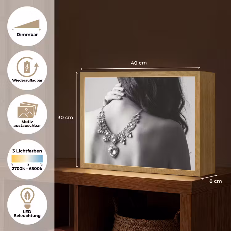 Vrouw - Ketting - Fashion - Zwart - Wit Light Box met batterij (Wandlamp) middel -USP_websiteoverzichtDE