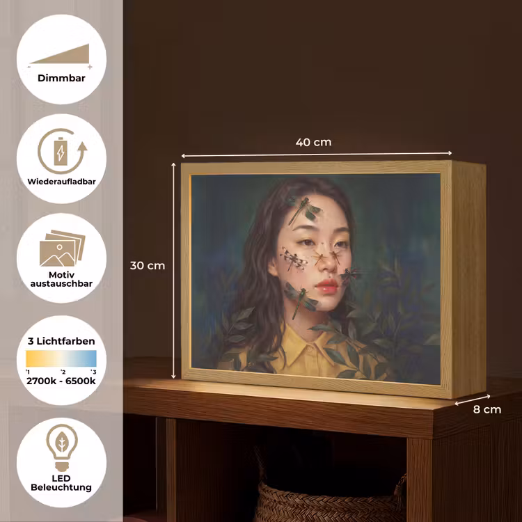 Vrouw - Insecten - Natuur - Portret - Groen Light Box met batterij (Wandlamp) middel -USP_websiteoverzichtDE