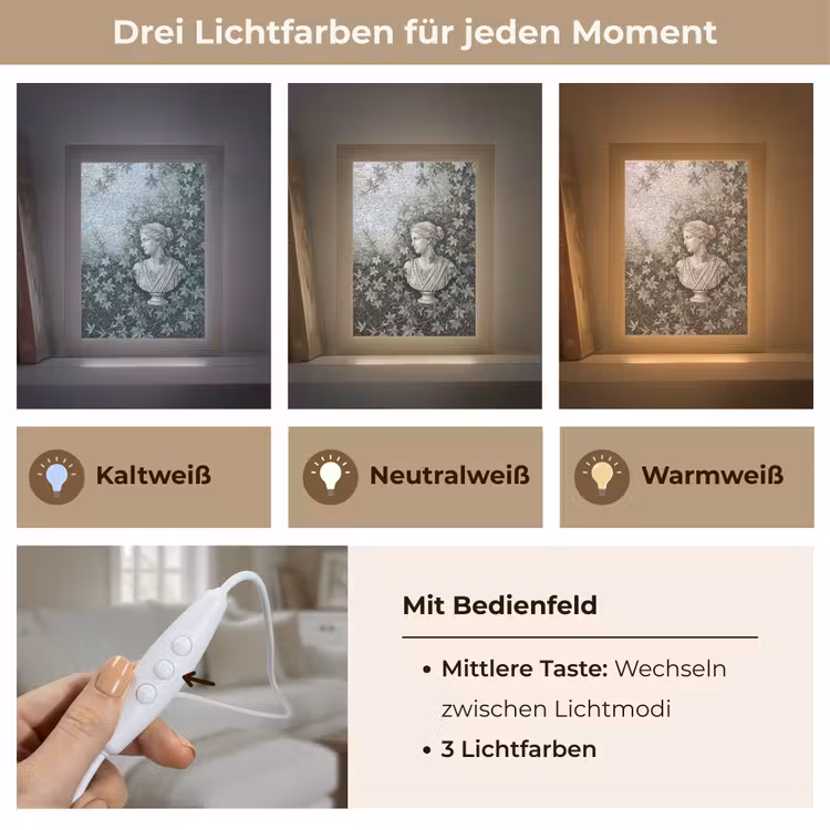 Vrouw - Klassiek - Mozaiëk - Natuur - Groen Light Box met kabel (Wandlamp) klein -USP_lichtkleurDE