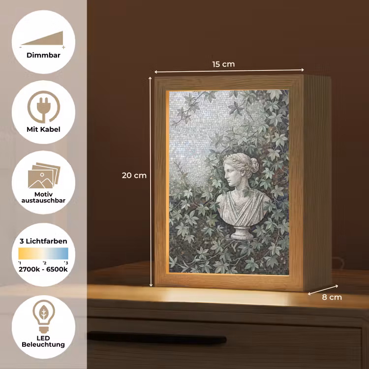 Vrouw - Klassiek - Mozaiëk - Natuur - Groen Light Box met kabel (Wandlamp) klein -USP_websiteoverzichtDE