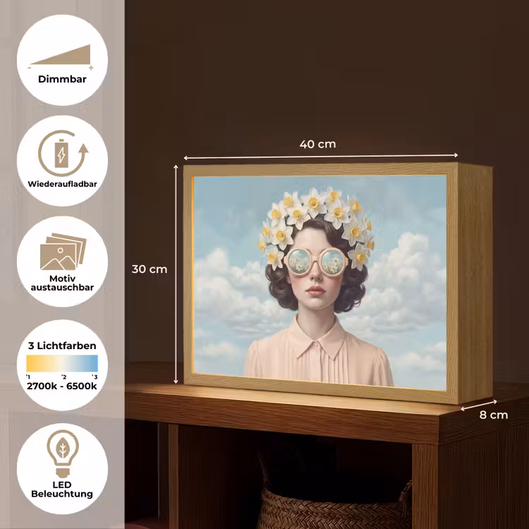 Vrouw - Narcissen - Geel Light Box met batterij (Wandlamp) middel -USP_websiteoverzichtDE