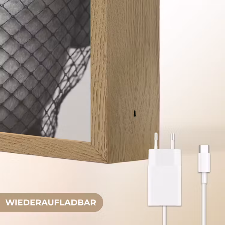Vrouw - Net - Mysterieus - Zwart - Wit Light Box met batterij (Wandlamp) middel -USP_websiteoplaadbaarDE