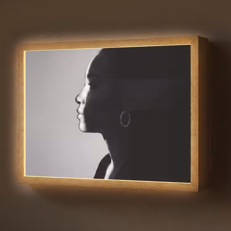 Vrouw - Profiel - Mensen - Zwart-wit Light Box met batterij (Wandlamp) middel -z3d_website