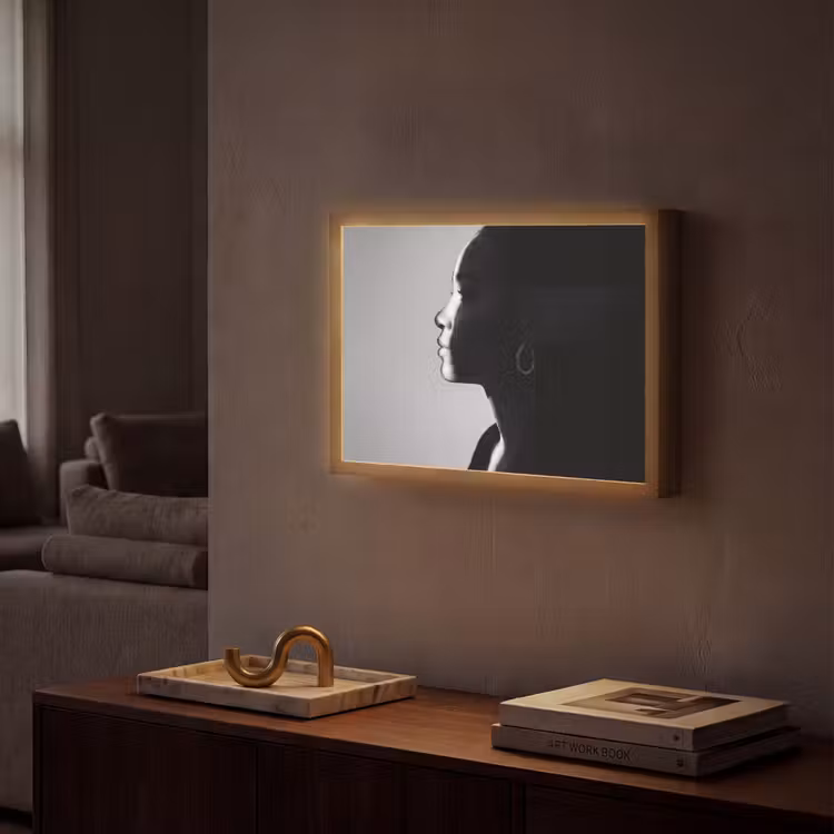 Vrouw - Profiel - Mensen - Zwart-wit Light Box met batterij (Wandlamp) middel -sfeer1