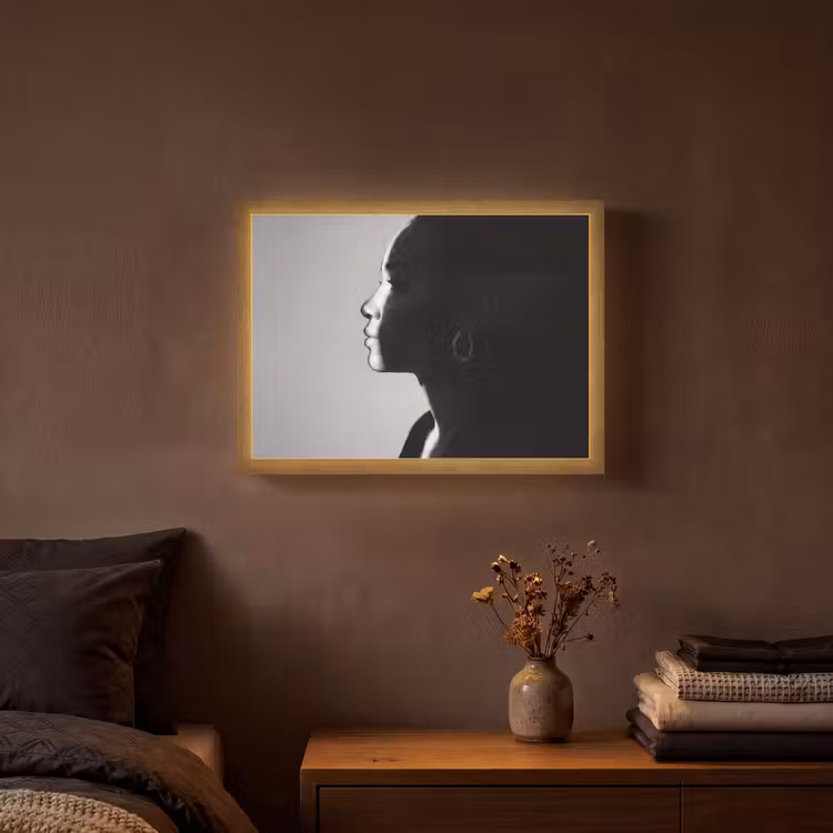 Vrouw - Profiel - Mensen - Zwart-wit Light Box met batterij (Wandlamp) middel -sfeer4