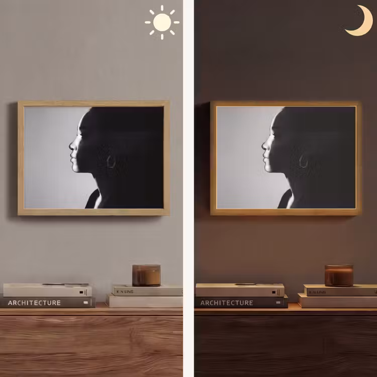 Vrouw - Profiel - Mensen - Zwart-wit Light Box met batterij (Wandlamp) middel -sfeer3