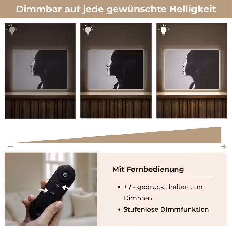 Vrouw - Profiel - Mensen - Zwart-wit Light Box met batterij (Wandlamp) middel -USP_dimbaarDE