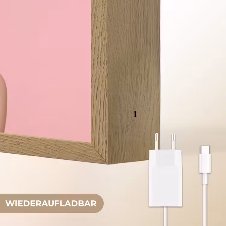 Vrouw - Roze - Parelketting - Krulspelden Light Box met batterij (Wandlamp) middel -USP_websiteoplaadbaarDE