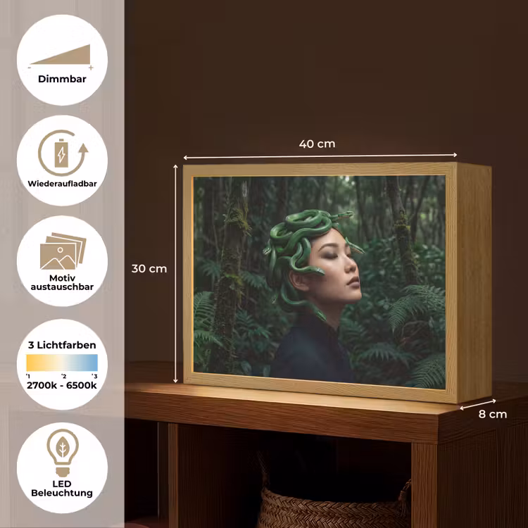 Vrouw - Slang - Natuur - Mystiek - Groen Light Box met batterij (Wandlamp) middel -USP_websiteoverzichtDE