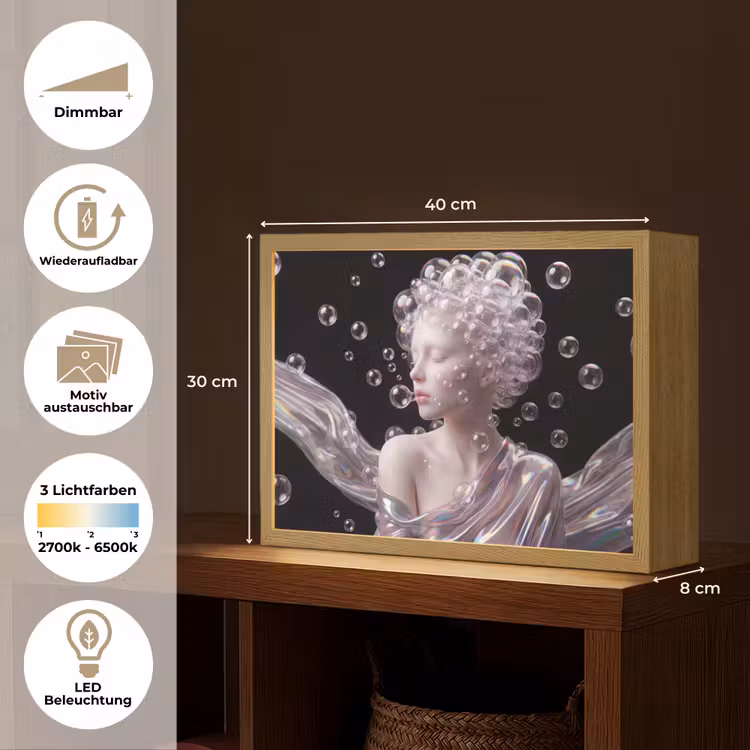 Vrouw - Bellen - Abstract - Kleurrijk Light Box met batterij (Wandlamp) middel -USP_websiteoverzichtDE