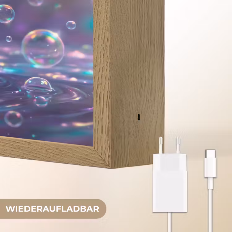 Vrouw - Water - Portret - Kleurrijk - Modern Light Box met batterij (Wandlamp) middel -USP_websiteoplaadbaarDE
