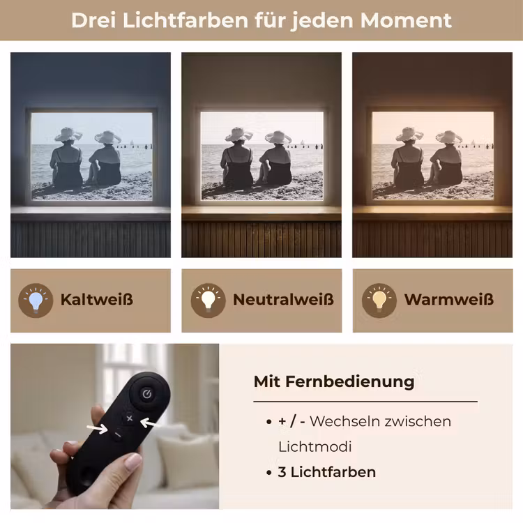 Vrouwen - Zonnehoed - Strand - Zwart - Wit Light Box met batterij (Wandlamp) middel -USP_lichtkleurDE