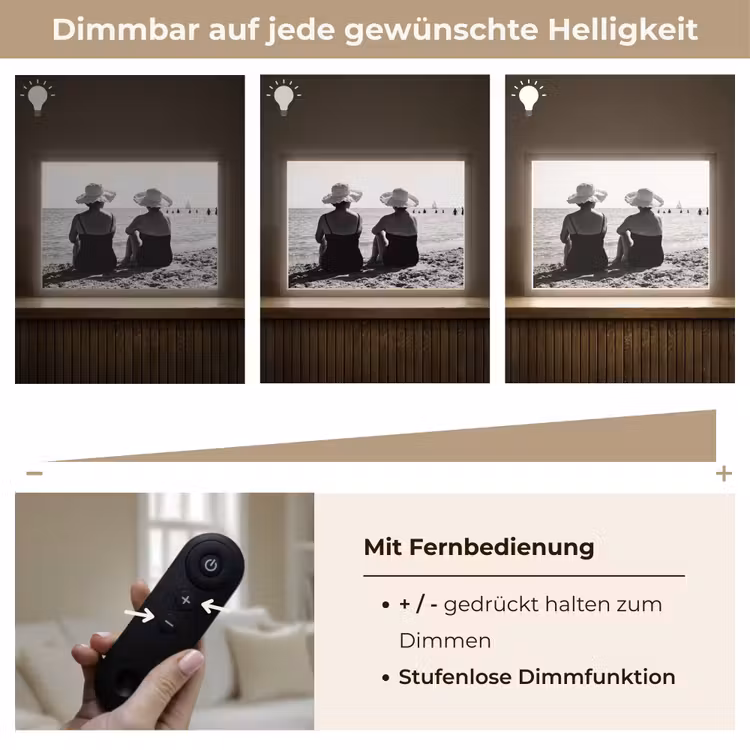 Vrouwen - Zonnehoed - Strand - Zwart - Wit Light Box met batterij (Wandlamp) middel -USP_dimbaarDE