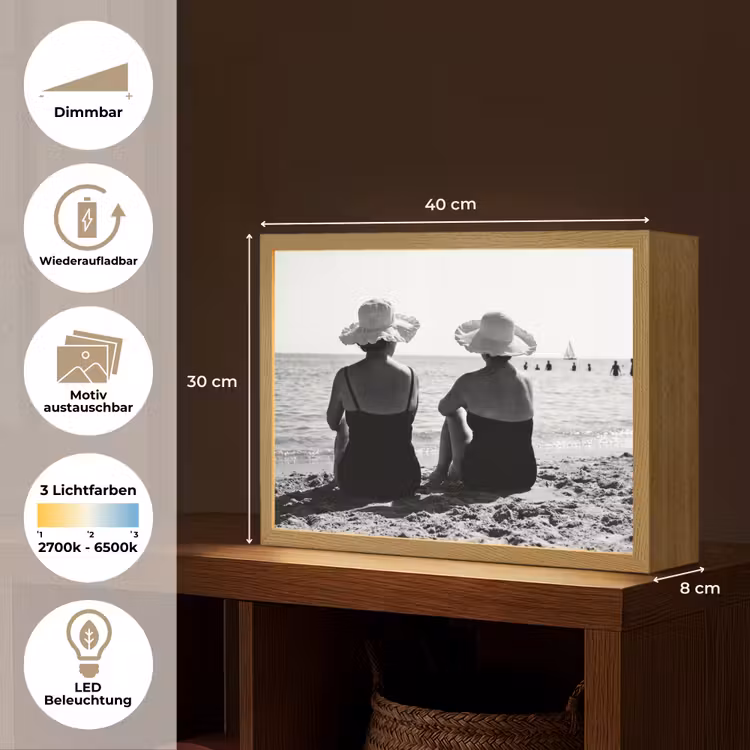 Vrouwen - Zonnehoed - Strand - Zwart - Wit Light Box met batterij (Wandlamp) middel -USP_websiteoverzichtDE