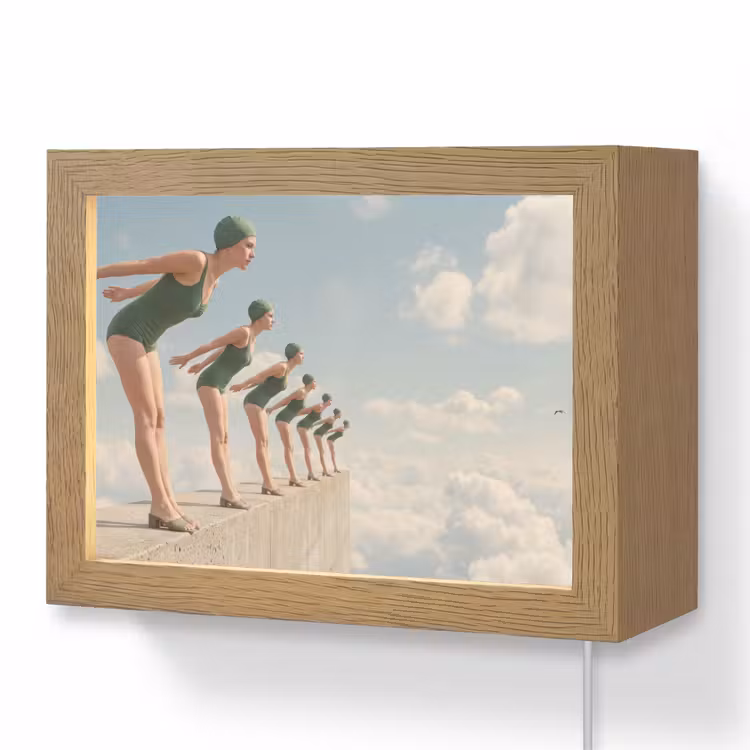 Lightbox - Wandleuchte - Frauen – Tauchhaltung – Wolken - Vrouwen - Duikhouding - Wolken Light Box met kabel (Wandlamp) klein