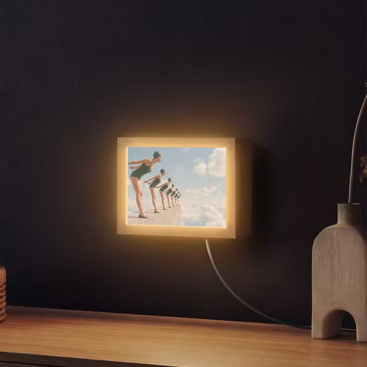 Lightbox - Wandleuchte - Frauen – Tauchhaltung – Wolken - Vrouwen - Duikhouding - Wolken Light Box met kabel (Wandlamp) klein