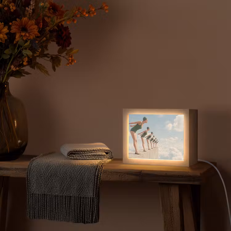 Lightbox - Wandleuchte - Frauen – Tauchhaltung – Wolken - Vrouwen - Duikhouding - Wolken Light Box met kabel (Wandlamp) klein