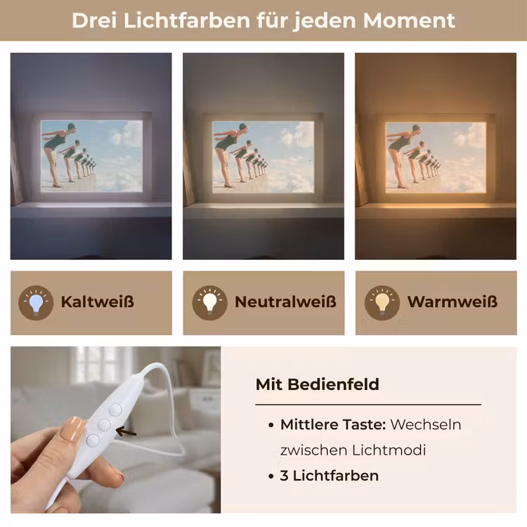 Lightbox - Wandleuchte - Frauen – Tauchhaltung – Wolken - Vrouwen - Duikhouding - Wolken Light Box met kabel (Wandlamp) klein
