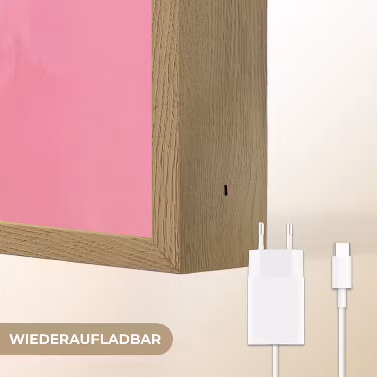 Vrouwengezicht - Vlinders - Kleurrijk Light Box met batterij (Wandlamp) middel -USP_websiteoplaadbaarDE