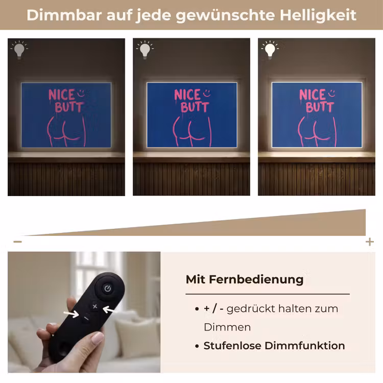 Brutaal - Grappig - Blauw Light Box met batterij (Wandlamp) middel -USP_dimbaarDE